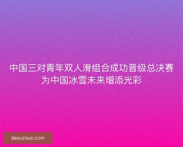 中国三对青年双人滑组合成功晋级总决赛为中国冰雪未来增添光彩